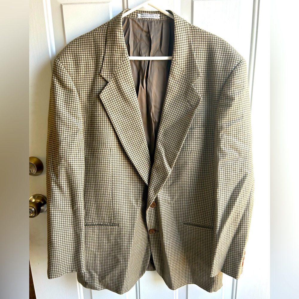 Andrew Fezza Assets Men's Sport Coat Blazer Two Button Wool Houndstooth Size 44R